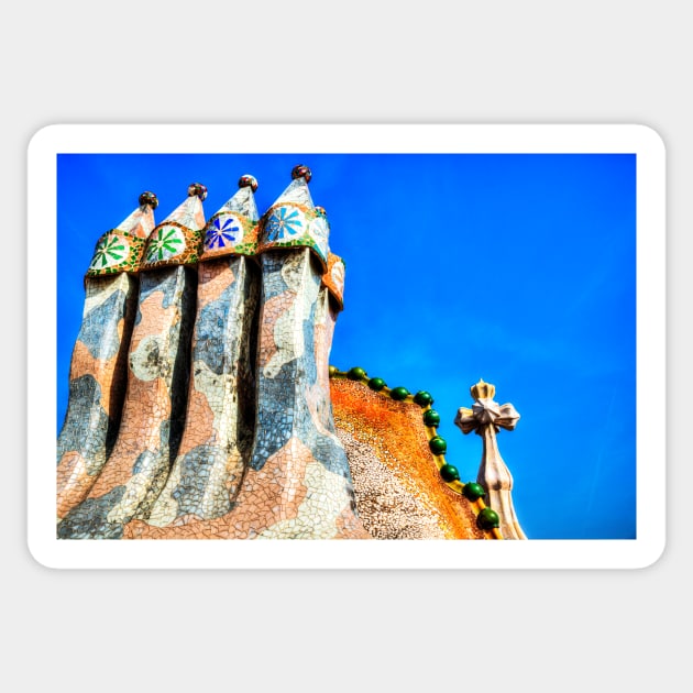 Casa Batllo, Gaudi's Chimneys, Barcelona Sticker by tommysphotos